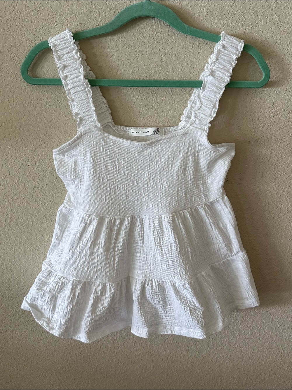 Altar'd State White Ruffled Square-Neck Tank Top - Picture 2 of 5